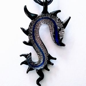 Handblown Murano Style Glass Dragon Necklace
